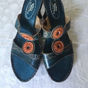 Blue leather sandals